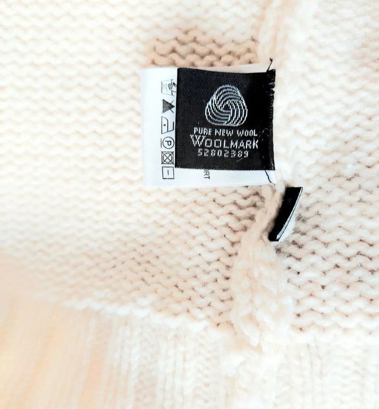 Other 100% wool sweater turtleneck jumper ecru red vintage Size L / US 10 / IT 46 - 6 Thumbnail
