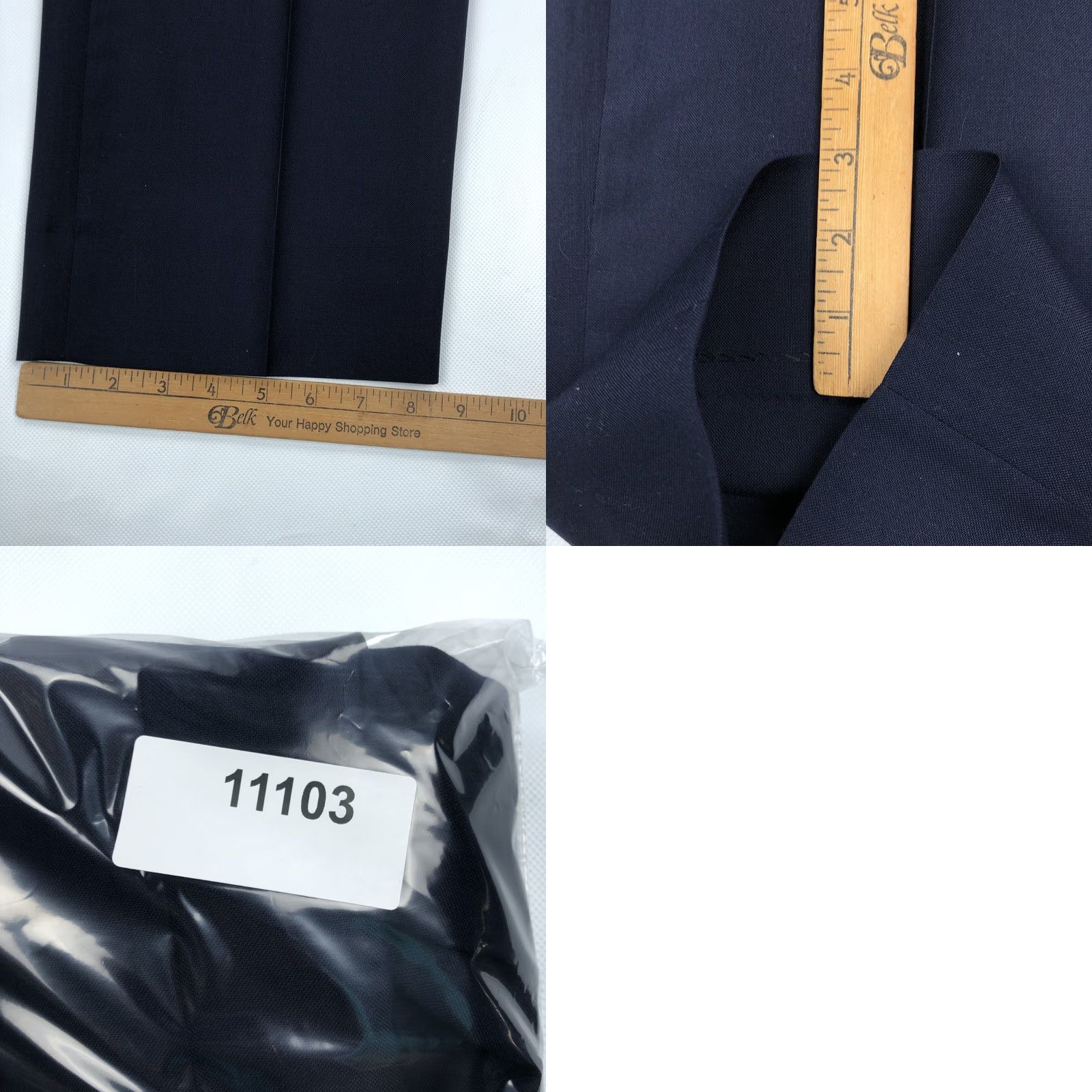 Vintage Jos A. Bank Reserve Vitale Barberis Canonico 100% Wool Dress Pants Navy 40R Men's Straight Flat Front Classic Formal Business Casual Dress Pants Men Size US 40 / EU 56 - 9 Thumbnail