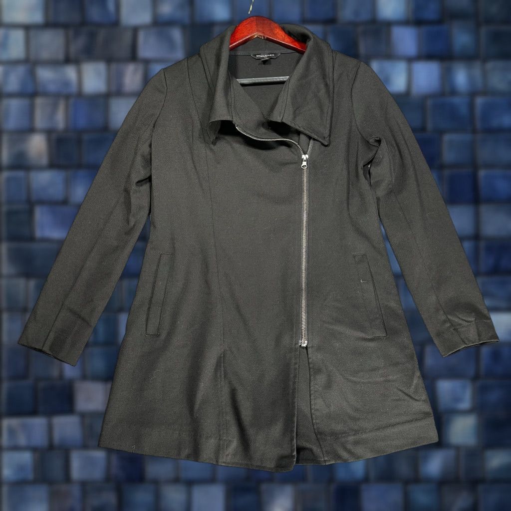 Banana Republic Banana Republic Jacket Womens XS Black Asymmetrical Zip Pockets Knit Classic Basic Jacket Car Coat Style Mens Womens Size XS / US 0-2 / IT 36-38 - 1 Thumbnail