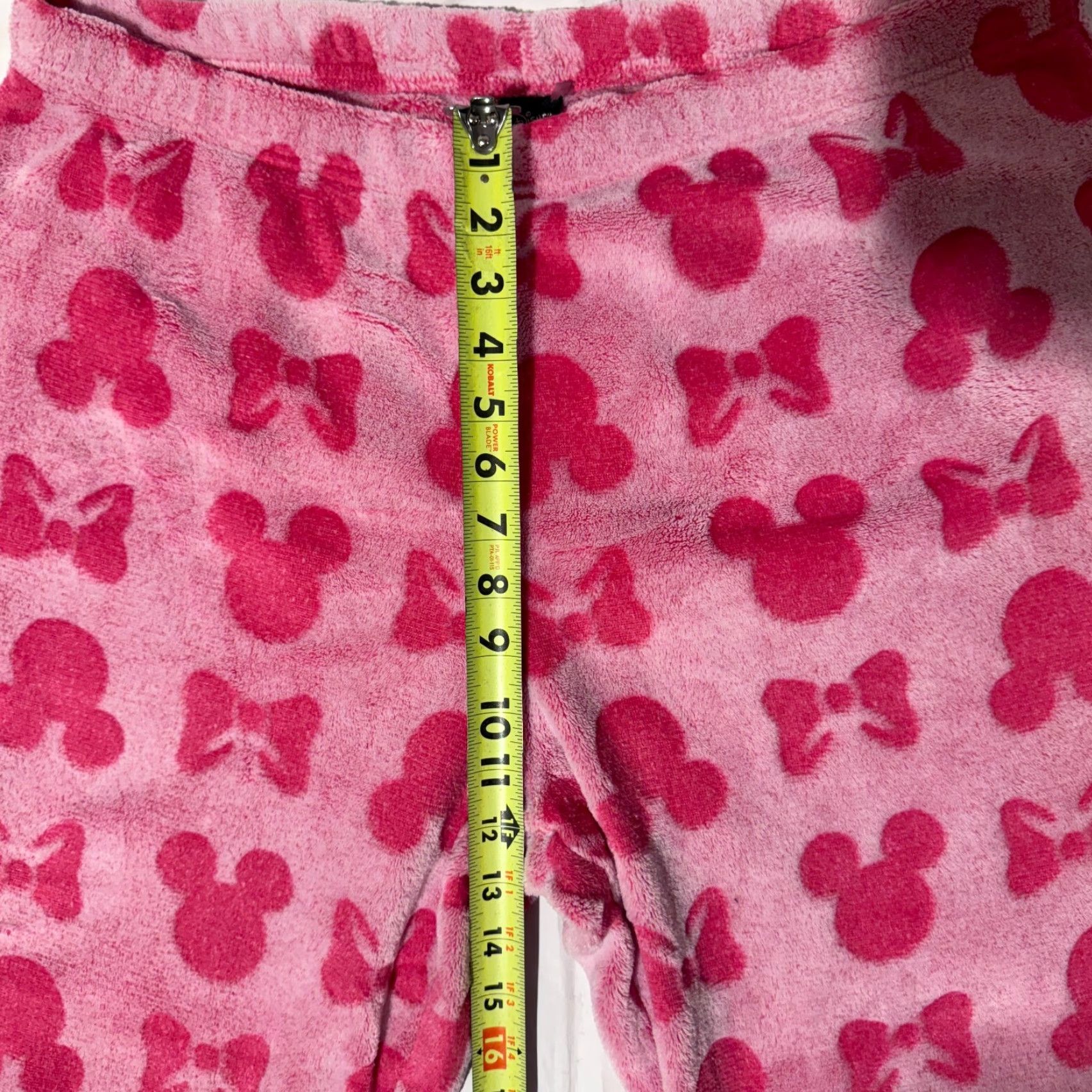 Disney Disney Pajama Set Ladies XL Pink Fleece Mickey Minnie Mouse Head Bow Polka Dot Crew Neck Long Sleeve Size ONE SIZE - 5 Thumbnail