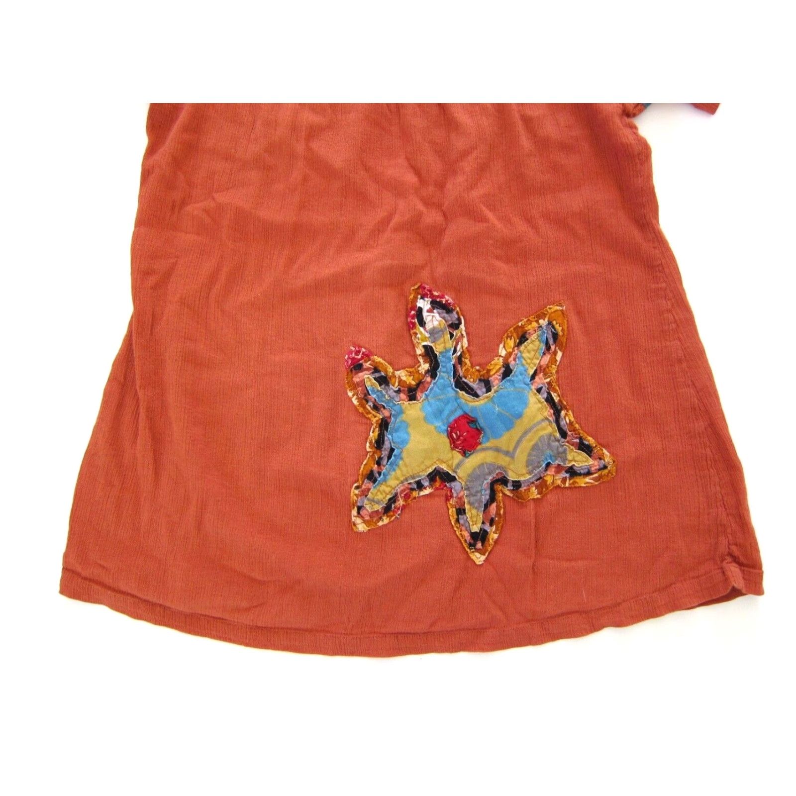 Vintage Sacred Threads Blouse Shirt 100% Cotton Orange Embroidered Floral Short Sleeve Tunic M Women Size M / US 6-8 / IT 42-44 - 8 Thumbnail