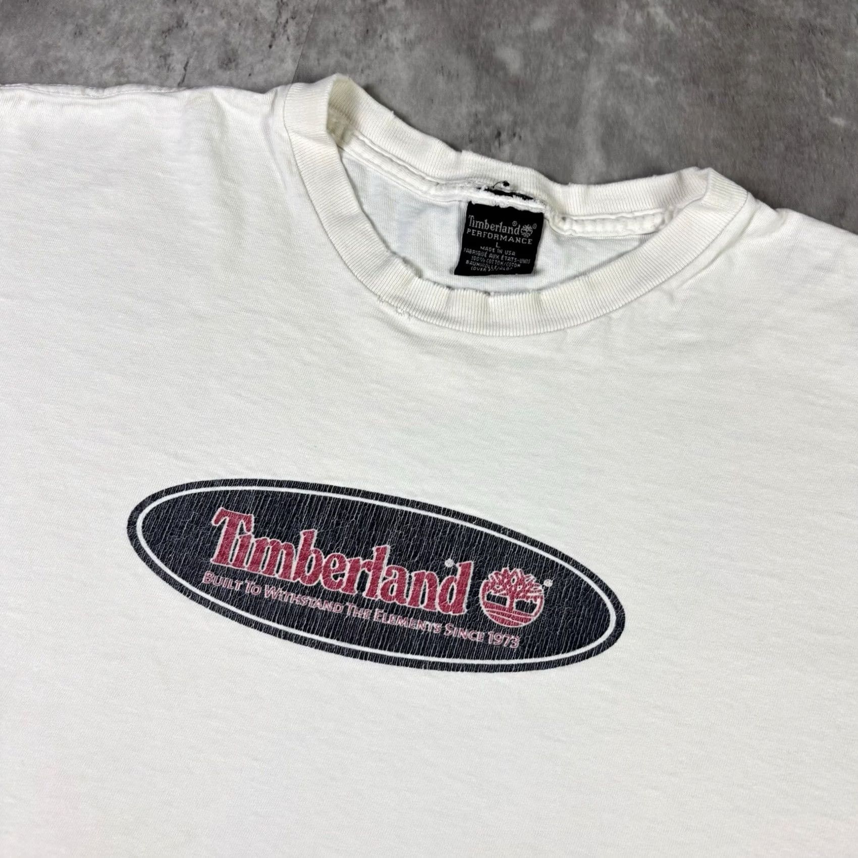 Timberland VINTAGE Timberland T Shirt Spell Out Logo Distressed Large 90s USA Mens White Cotton Crew Neck Short Sleeve Logo Button? Size US L / EU 52-54 / 3 - 6 Thumbnail