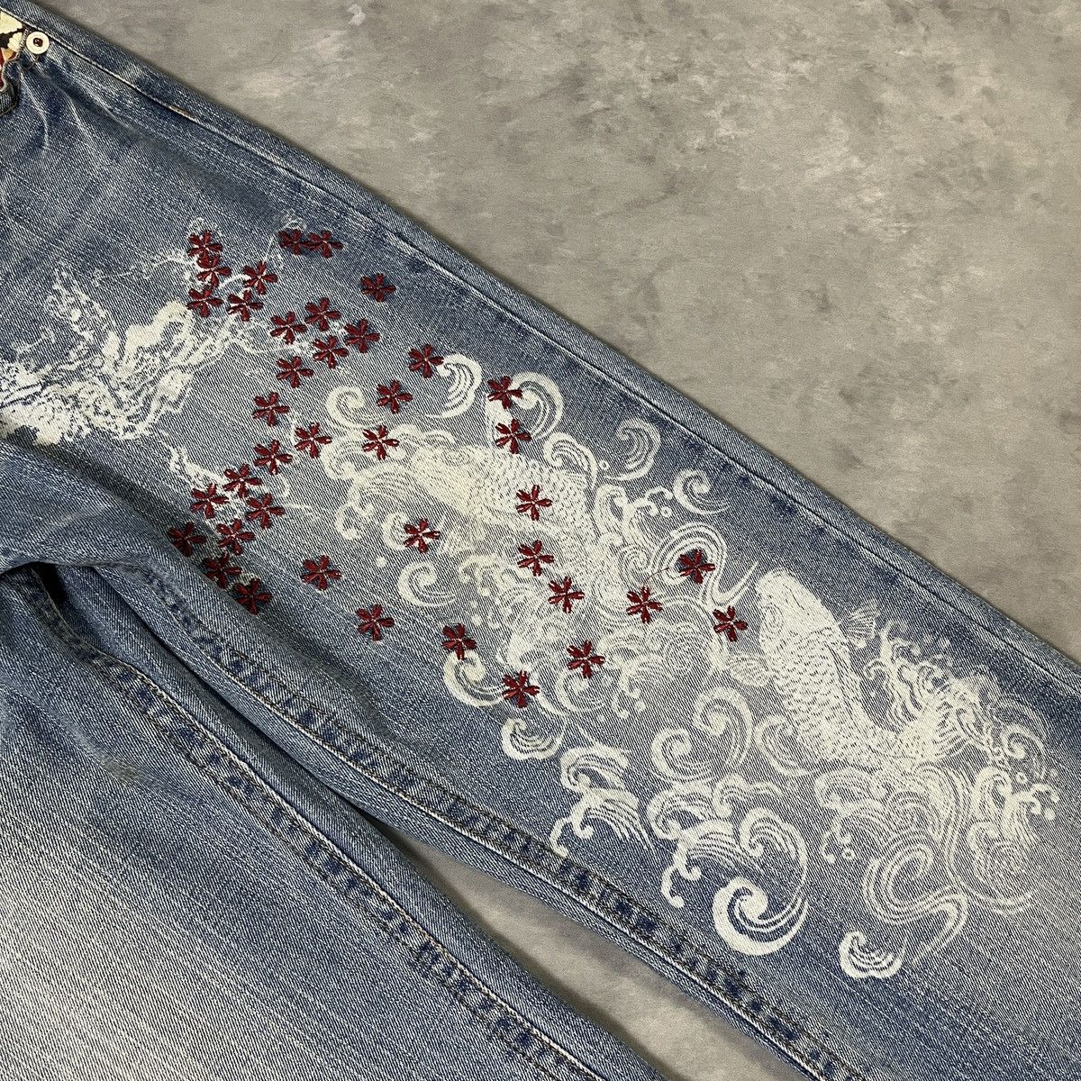 Japanese Brand Rare Japanese Art Denim – Sakura Blossom Embroidery Size US 34 / EU 50 - 4 Thumbnail