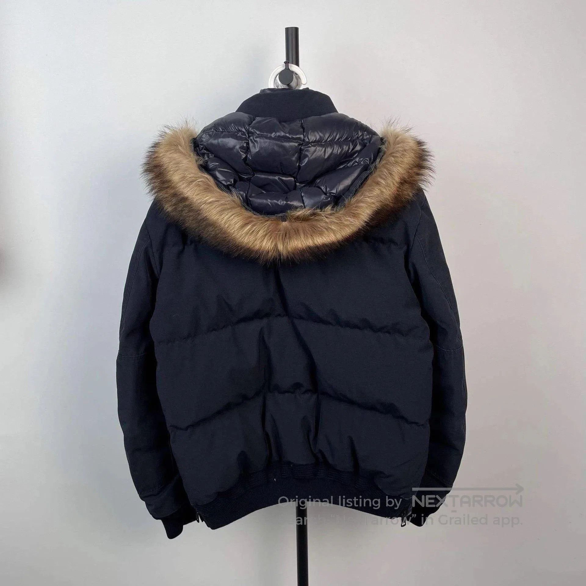 Moncler Black Faux Fur Hooded Heavy Coat - XL. Size US XL / EU 56 / 4 - 2 Thumbnail
