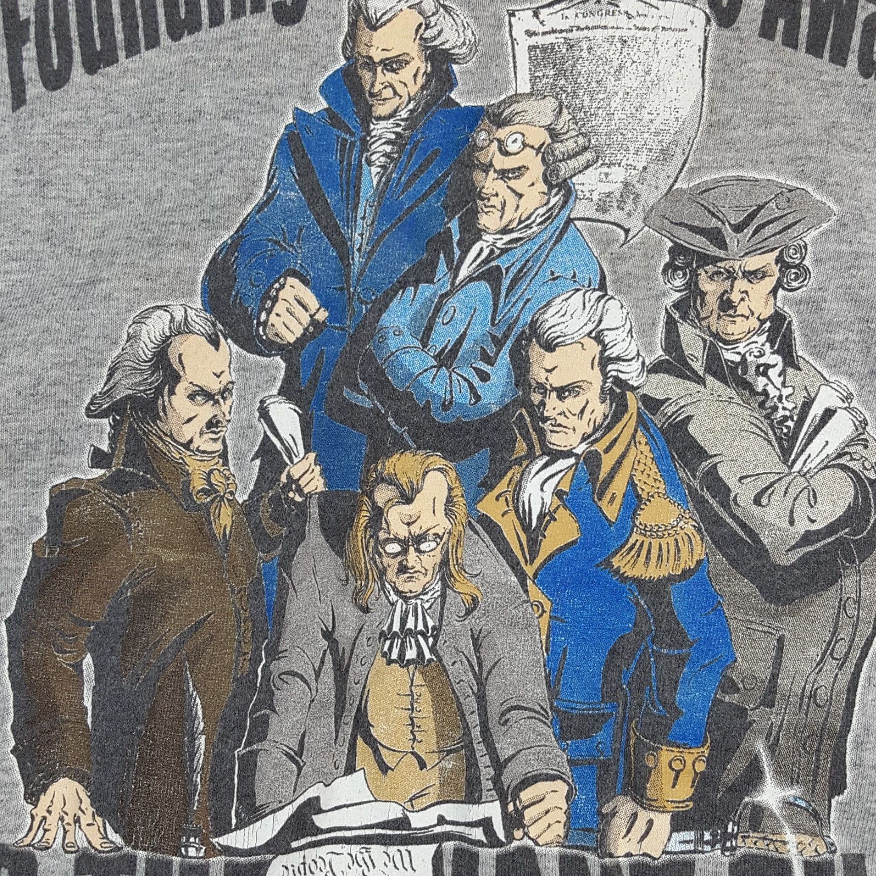 Gildan Founding Fathers USA History Cartoon Men's Size XL Retro President Flag T Shirt Size US XL / EU 56 / 4 - 4 Thumbnail