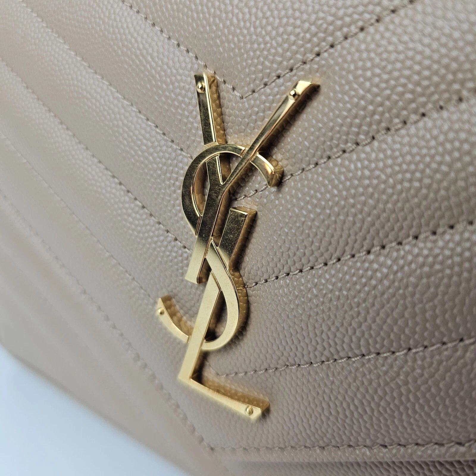 Saint Laurent Paris YSL Cassandre Dark Beige Grained Leather Chain Wallet Size ONE SIZE - 5 Thumbnail