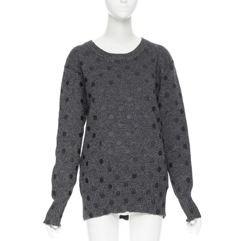 Markus Lupfer MARKUS LUPFER cotton blend knit grey polka dot printed oversized sweater L Size L / US 10 / IT 46 - 1 Thumbnail