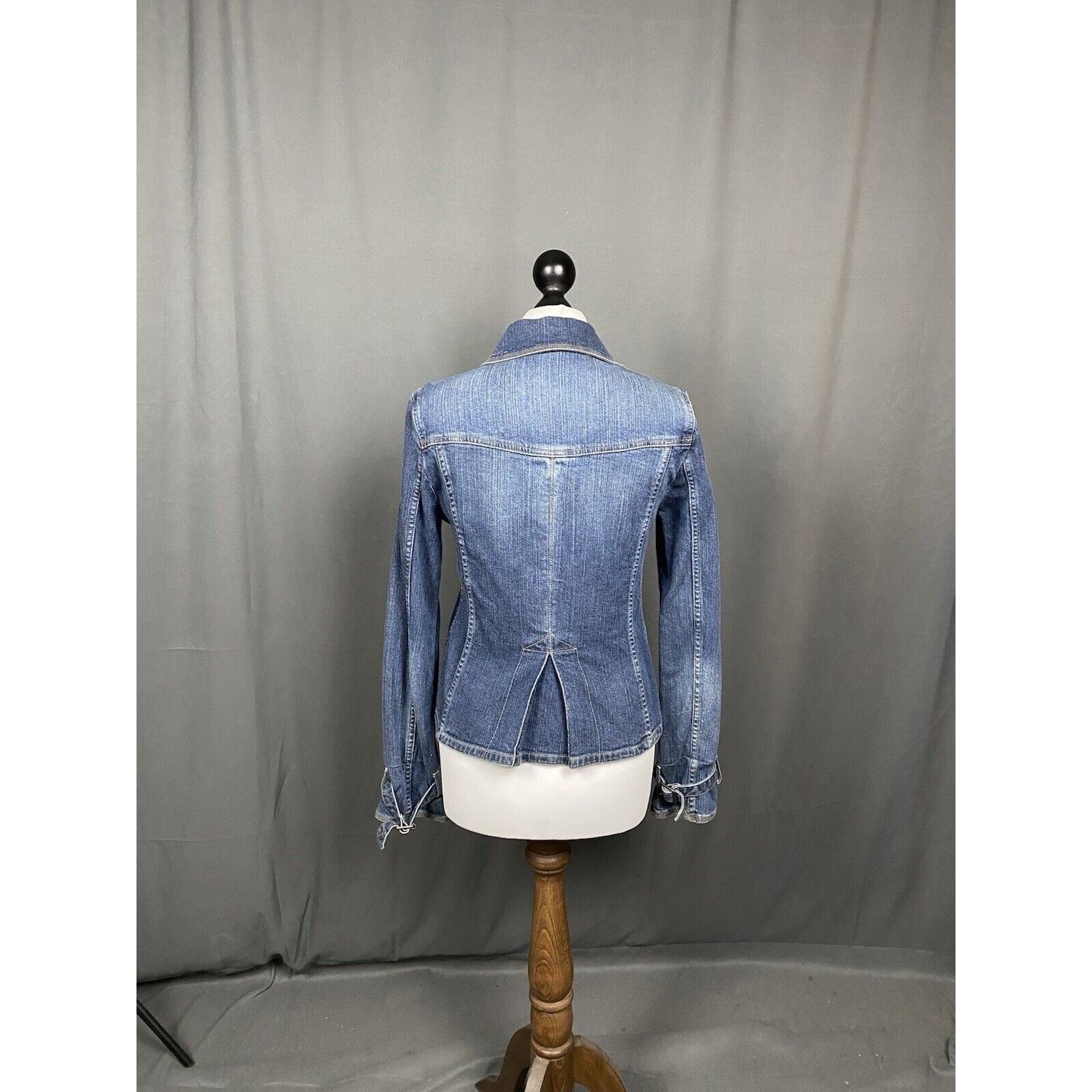 Burberry Burberry Nova Check Women's Blue Denim Biker Jeans Jacket Si Size L / US 10 / IT 46 - 7 Thumbnail