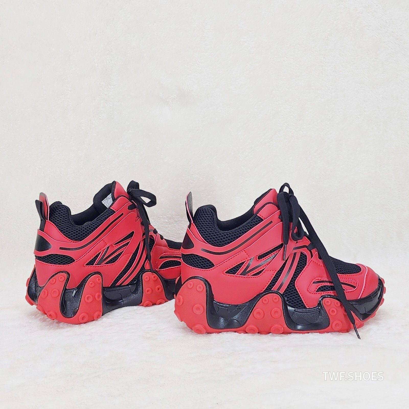 Other Anthony Wang Alien Black & Red Hidden Wedge Platform Sneaker Size US 8.5 / IT 38.5 - 2 Thumbnail