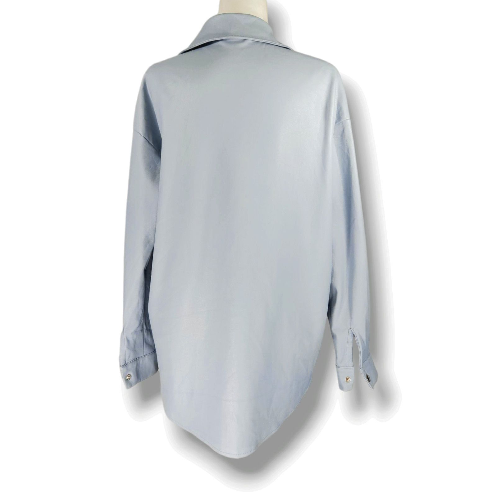 Other EUC Missguided Vegan Leather Shacket Jacket Sz. 6 Baby Blue Size M / US 6-8 / IT 42-44 - 3 Thumbnail