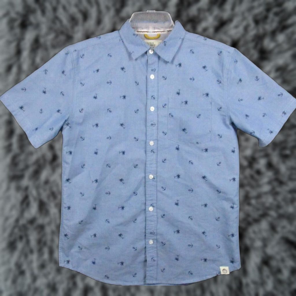 Vintage Free Planet Shirt Mens 14/16 Short Sleeve Button Up Blue Nautical Palm Tree 90s? Size US S / EU 44-46 / 1 - 1 Thumbnail