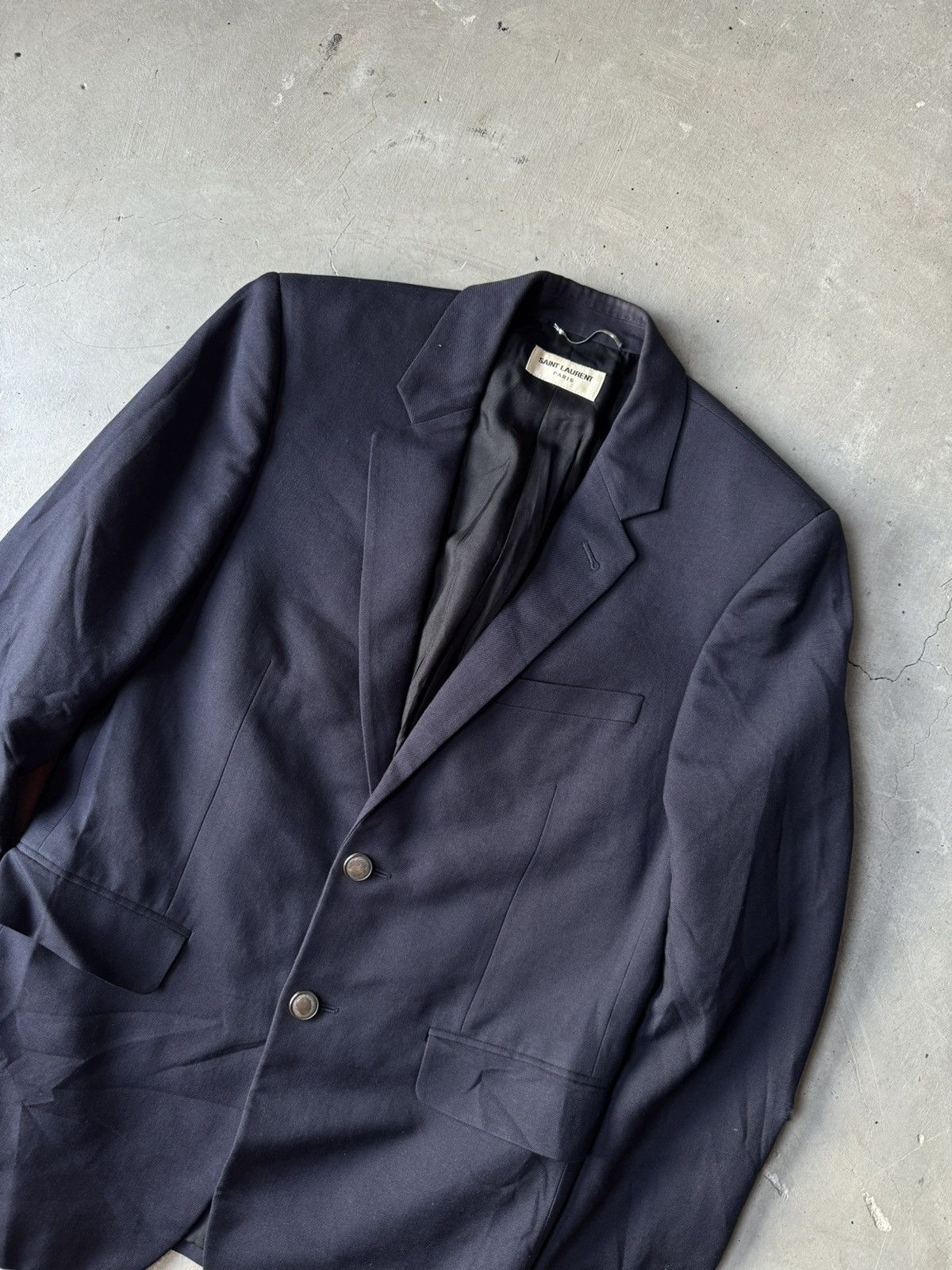 Saint Laurent Paris Saint Laurent Paris - Navy Blue Wool Blazer Size 46S - 6 Thumbnail