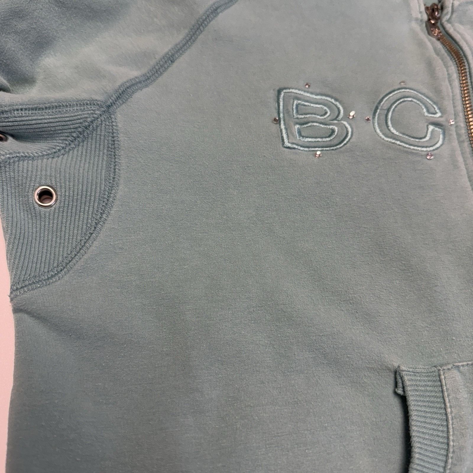 Bcbgmaxazria × Vintage BCBG Maxazria Hoodie Sweatshirt Juniors XL Teal Full Zip Emb Size XL / US 12-14 / IT 48-50 - 6 Thumbnail