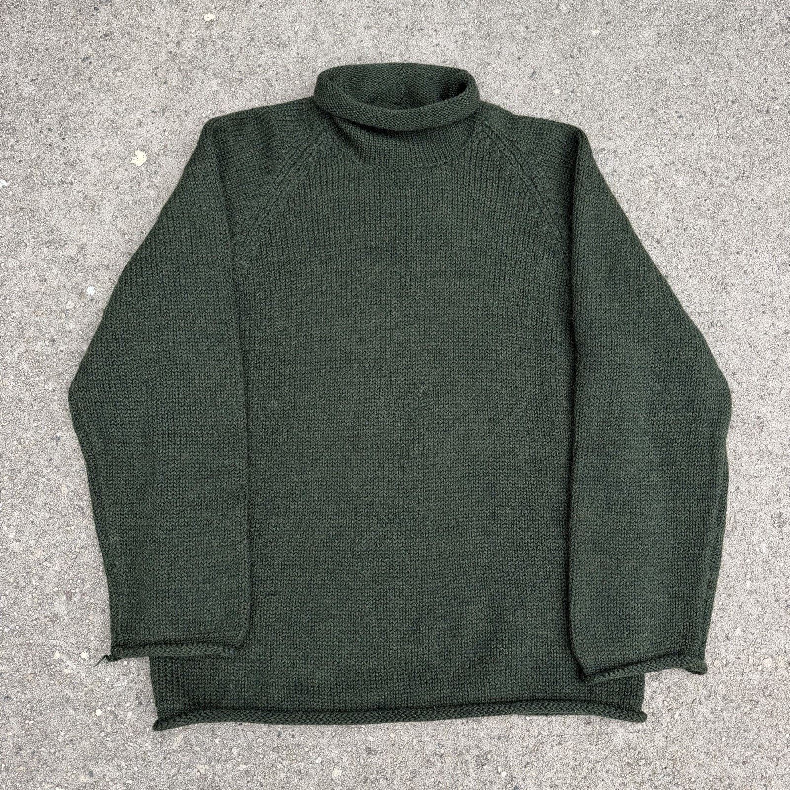 J.Crew × Vintage Vintage J Crew Oarsman Roll Neck Green Wool Knit Sweater Size US M / EU 48-50 / 2 - 1 Thumbnail