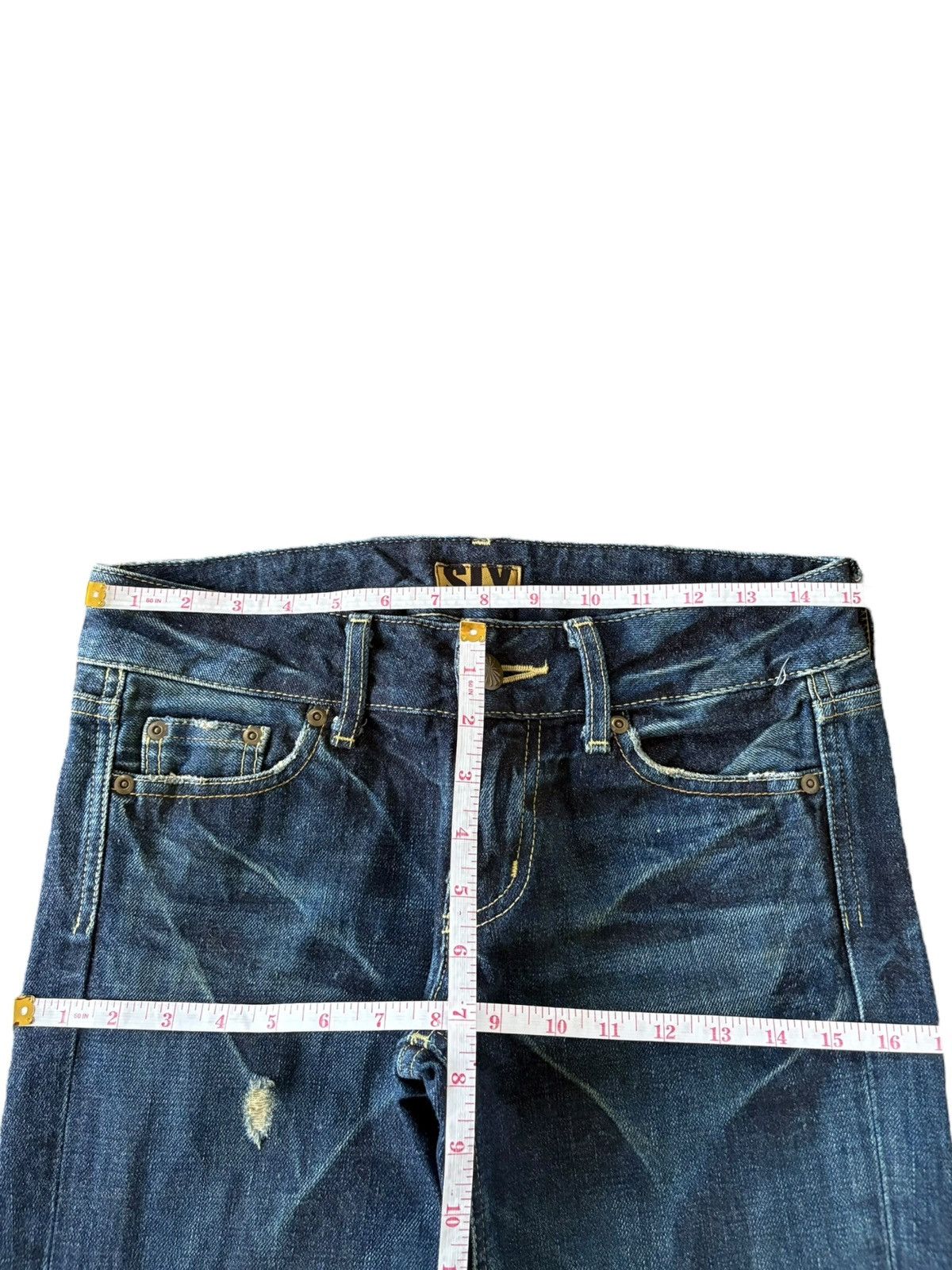 SLY Vintage Japanese Brand Mud Wash Distress Flare Jeans Size 30" / US 8 / IT 44 - 7 Thumbnail