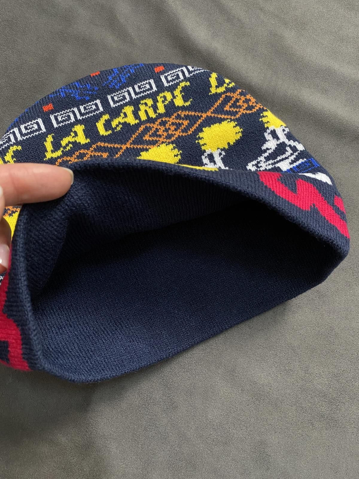 Japanese Brand Deadstock La Carpe Symbol Graphic No Cuff Knit Black Beanie Size ONE SIZE - 5 Thumbnail