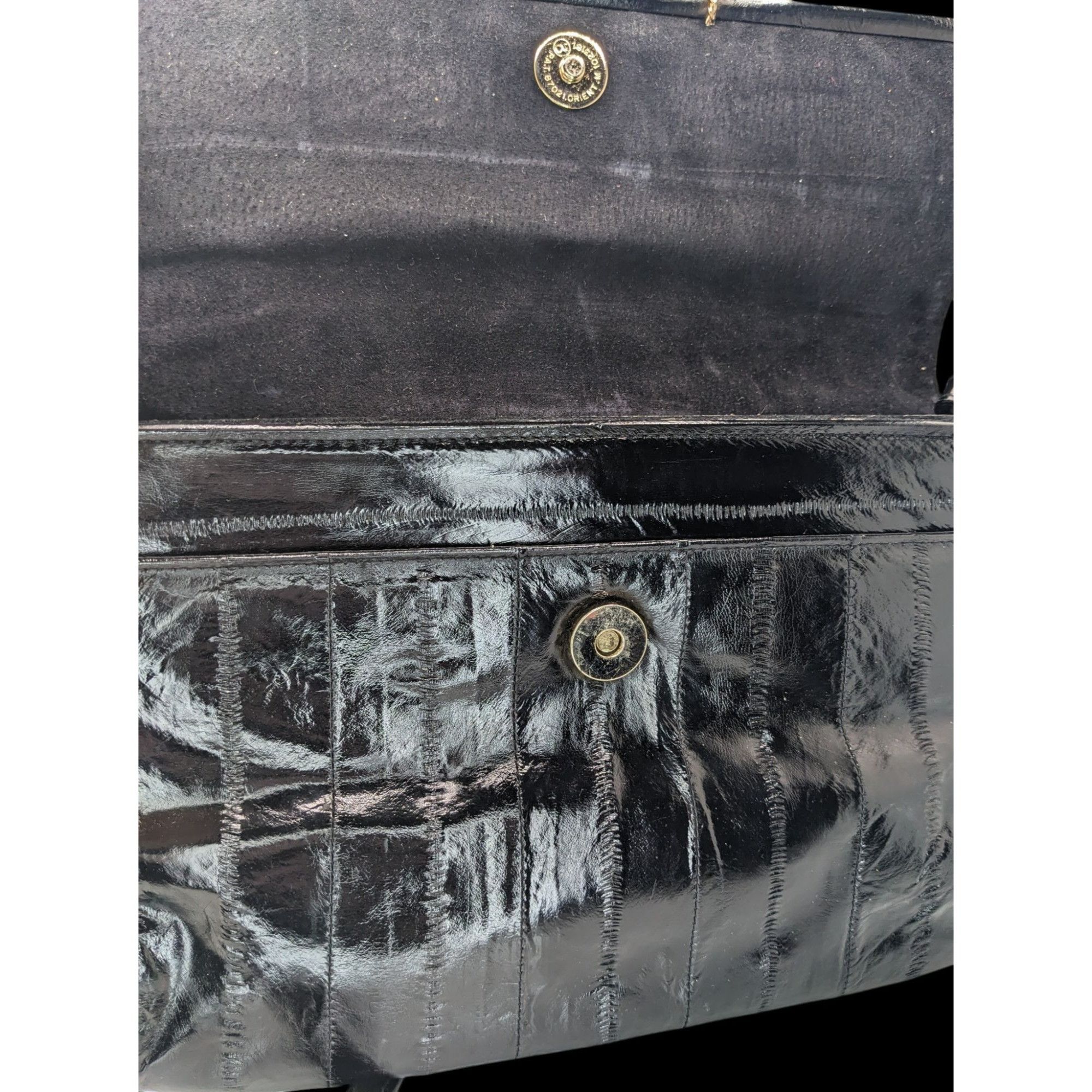 Other Vintage 80s Black Eel Skin Shoulder Bag With Gold Accents Ma Size ONE SIZE - 6 Thumbnail