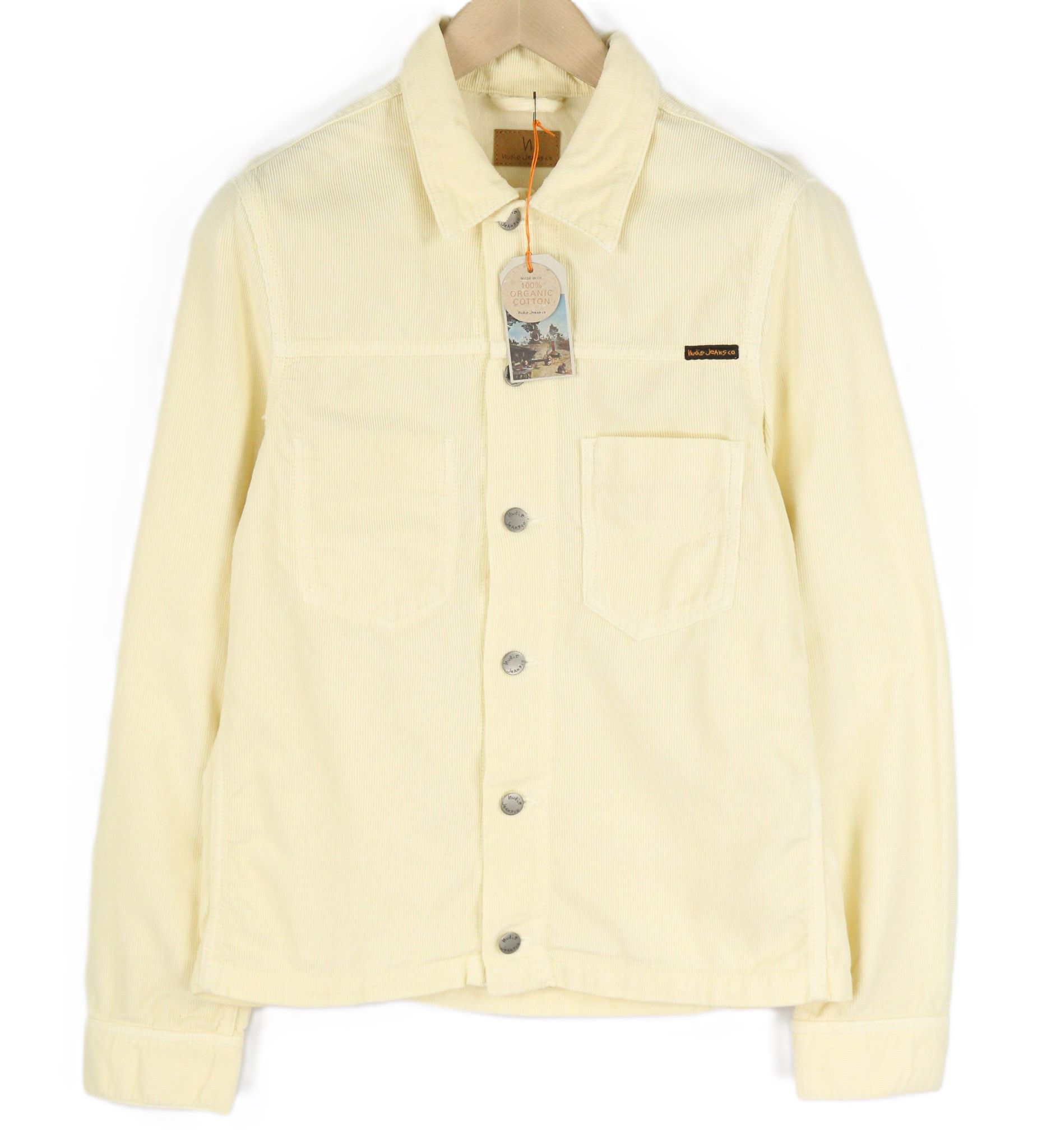 Nudie Jeans RONNY S Dusty White Cotton Corduroy Logo Jacket 81020 Size US S / EU 44-46 / 1 - 1 Thumbnail