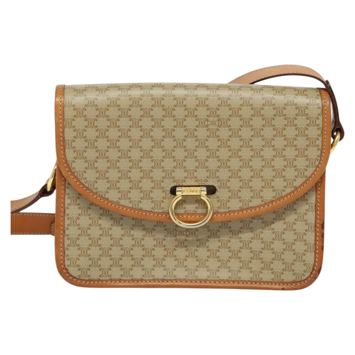 Celine CELINE Macadam Canvas Shoulder Bag Beige Gold Size ONE SIZE - 2 Thumbnail