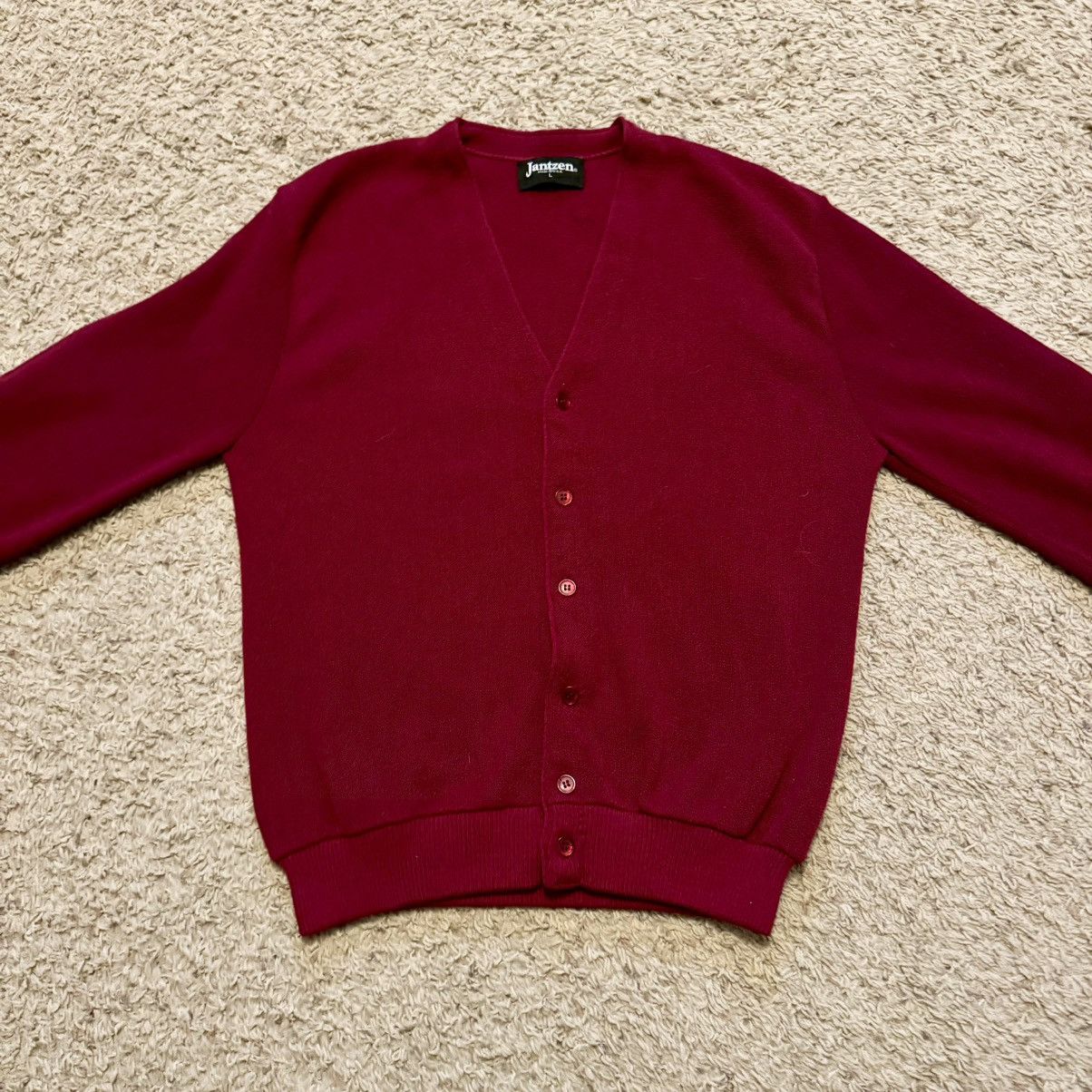 Jantzen VINTAGE 70s BURGUNDY CARDIGAN! Size US L / EU 52-54 / 3 - 2 Thumbnail