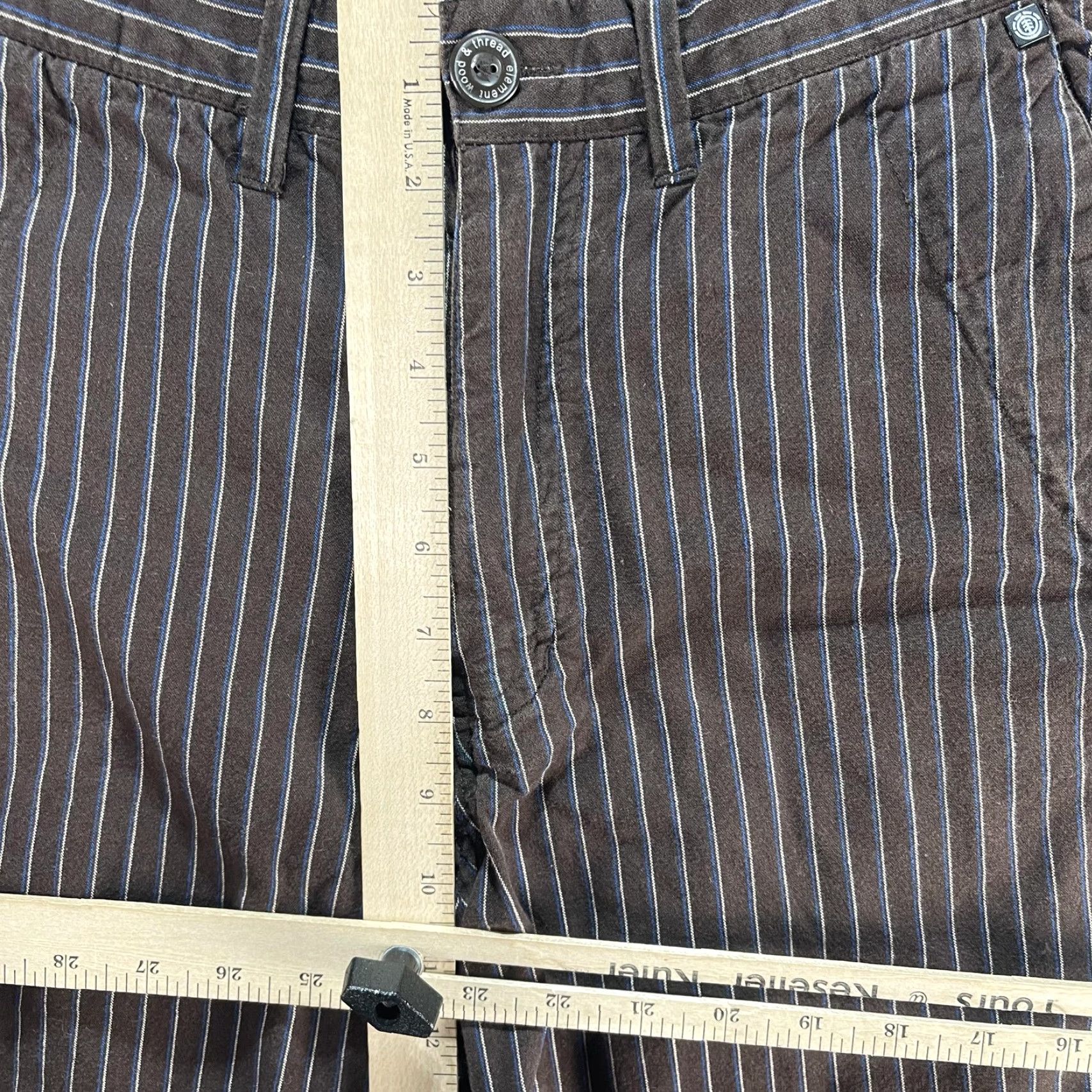 Element VINTAGE Element Shorts Mens 29 Brown Pinstripe Chino Flat Front Style M263DAD Size US 29 - 7 Thumbnail