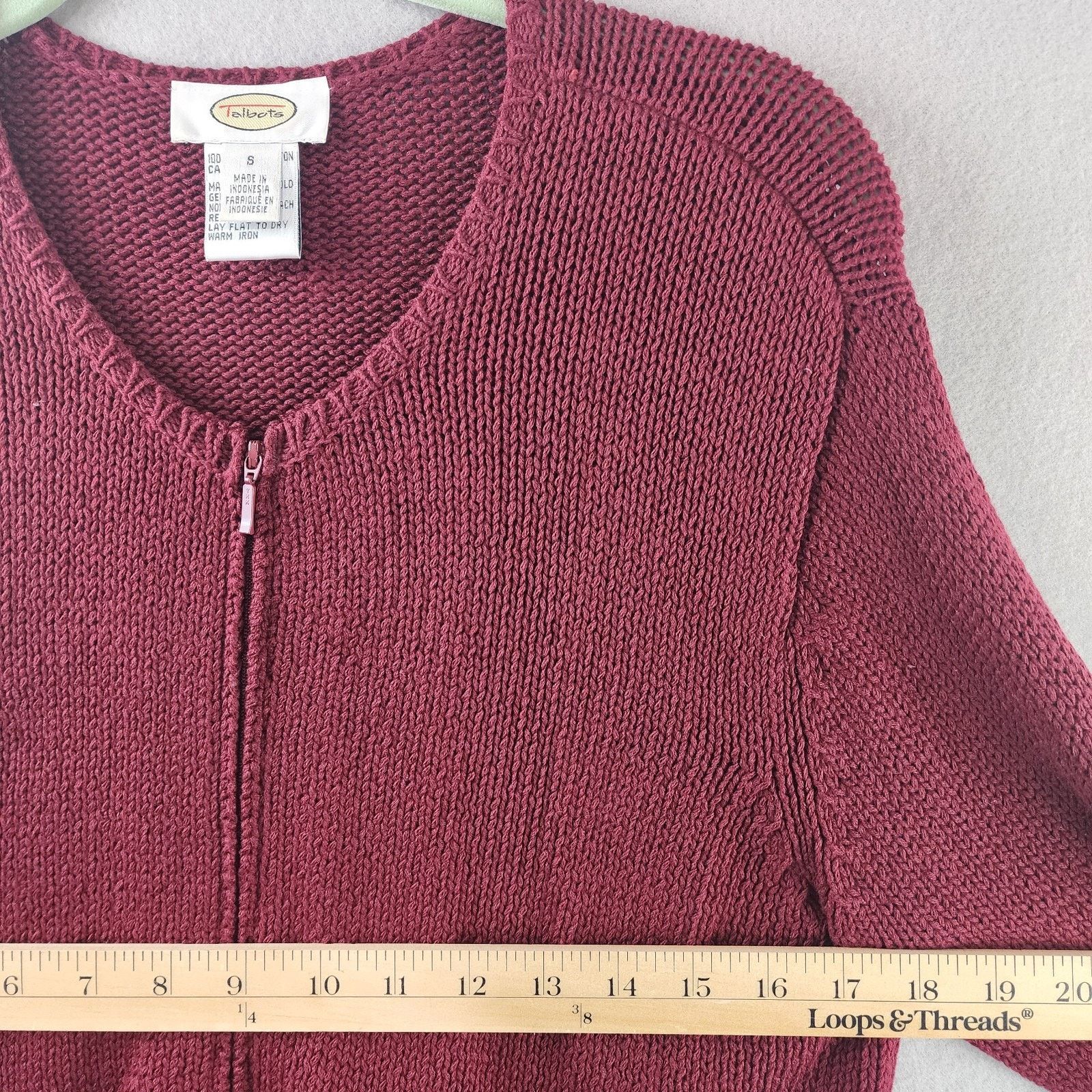 Talbots Talbots Maroon Zip-Up Cotton Knit Cardigan w/Pockets Small Size S / US 4 / IT 40 - 6 Thumbnail