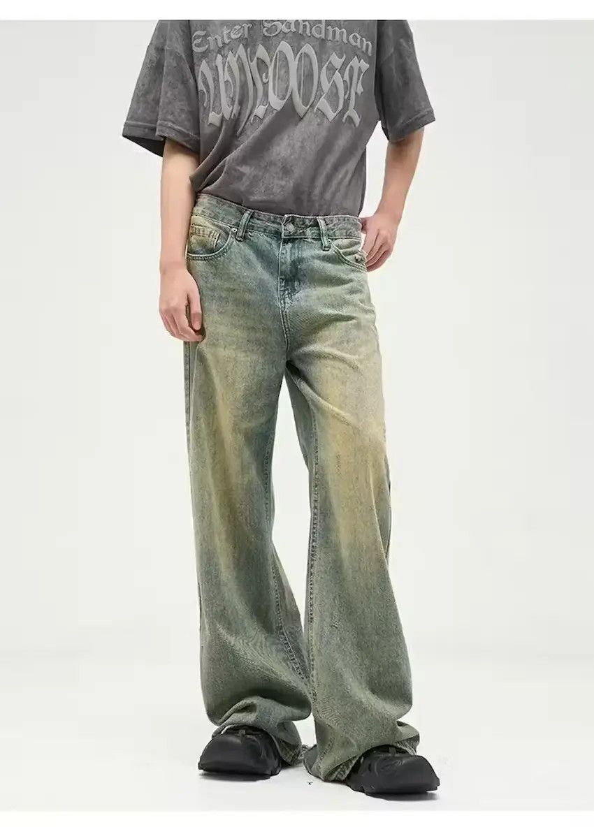 Designer × Japanese Brand Washed blue y2k dirty flared faded baggy jeans Size US 34 / EU 50 - 2 Thumbnail