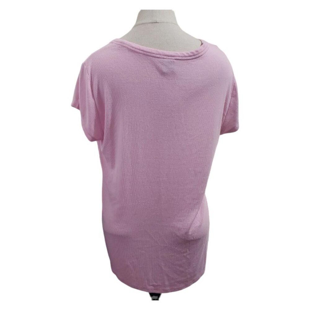 Magaschoni CT1687 Magaschoni Pink Ribbed Short Sleeve Top L Size L / US 10 / IT 46 - 3 Thumbnail