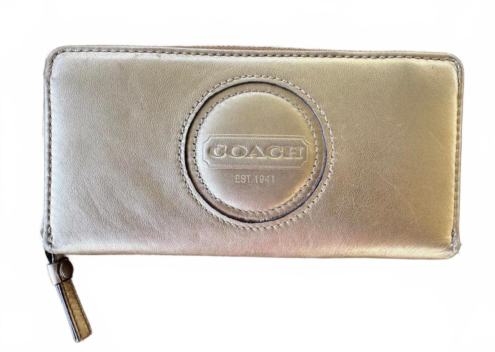 Coach Coach Metalic Gold Leather Zip-Around Wallet Size ONE SIZE - 1 Thumbnail