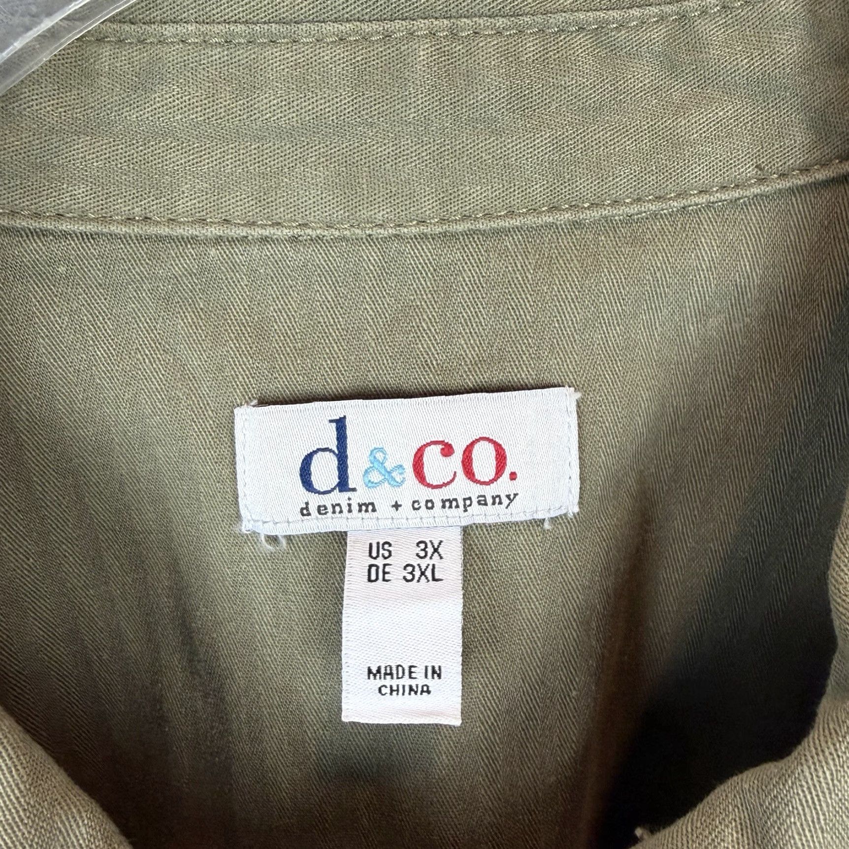 CO D&Co Jacket Womens 3X Green Denim Button Canvas Casual Full Button Size XXL / US 16-18 / IT 52-54 - 3 Thumbnail