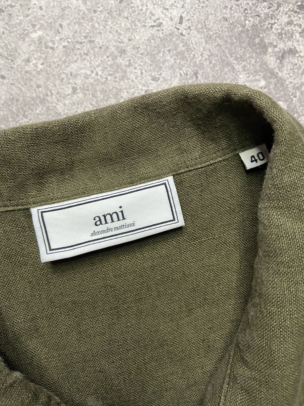 AMI AMI Green Linen Button Down Short Sleeve Shirt Size 40 Size US M / EU 48-50 / 2 - 4 Thumbnail