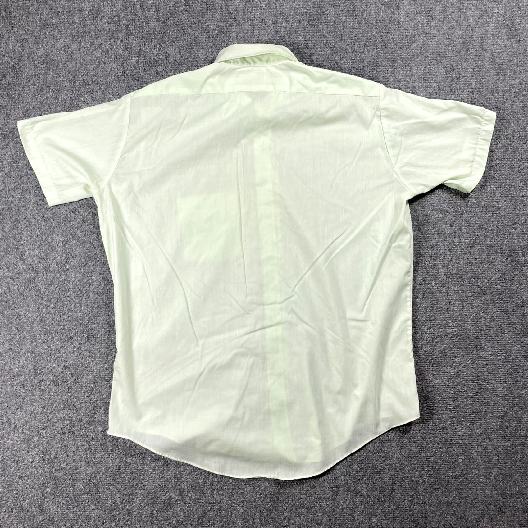Atomic VINTAGE Wieboldt's Cambridge Collection Shirt Large Green Mod Atomic Short Sl 1960s Cotton Blend Sanforized Mens Size US L / EU 52-54 / 3 - 7 Thumbnail