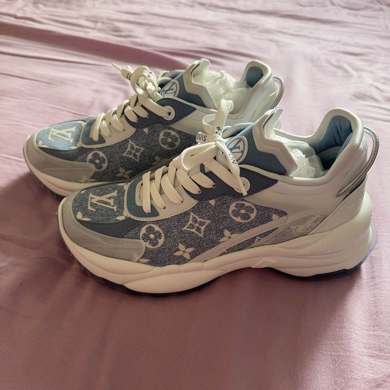 Louis Vuitton Louis Vuitton Run 55 Blue and White Sneakers 0079 Size US 7 / IT 37 - 1 Thumbnail