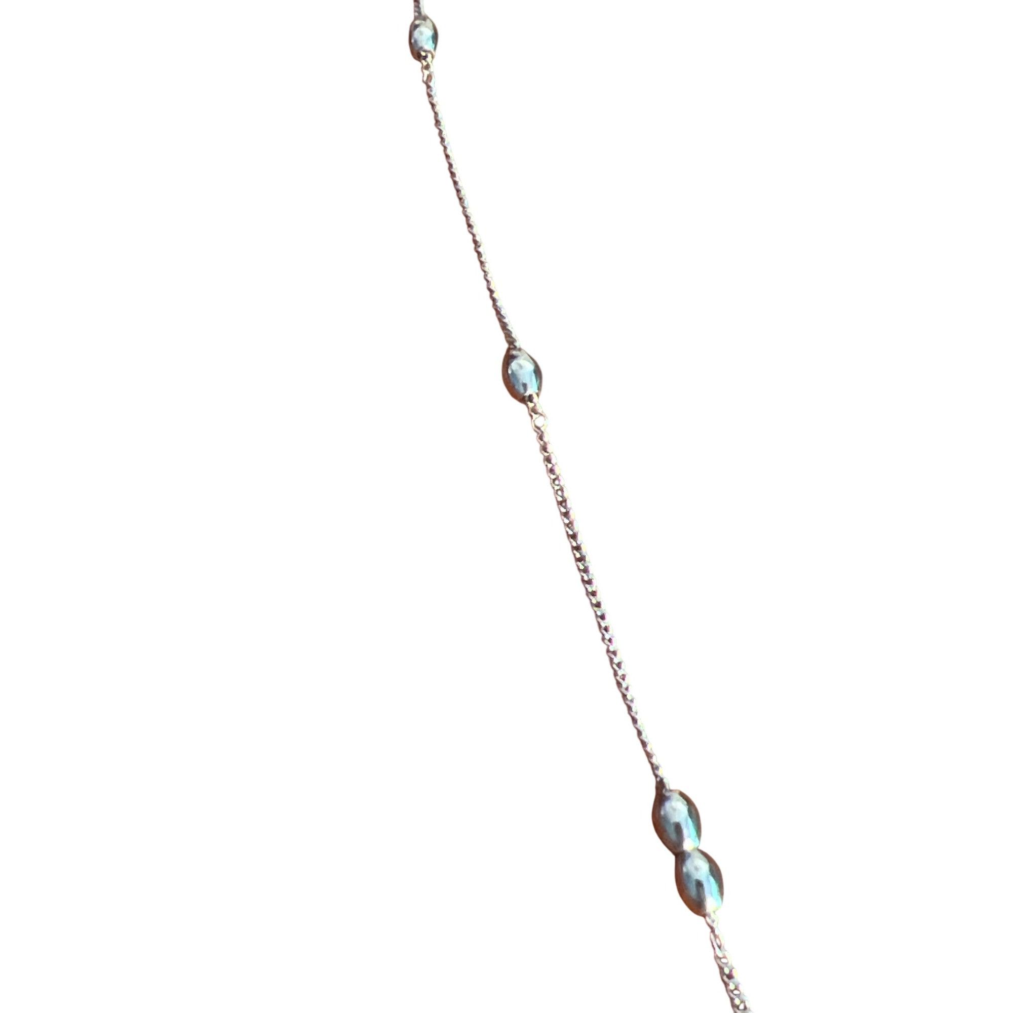 Other Vintage Silver Tone Oval Bead Stations Chain Necklace Spring Size ONE SIZE - 3 Thumbnail