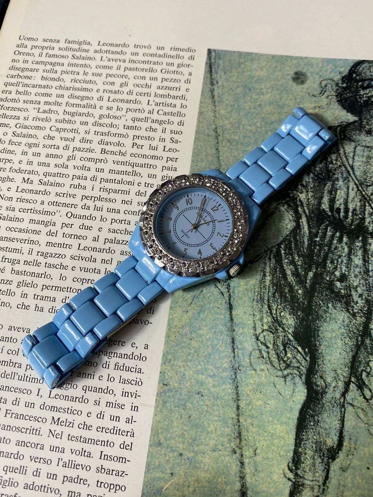 Japanese Brand × Jewelry × Vintage Goldias Blue Quartz Watch Rhinestones Size ONE SIZE - 2 Thumbnail