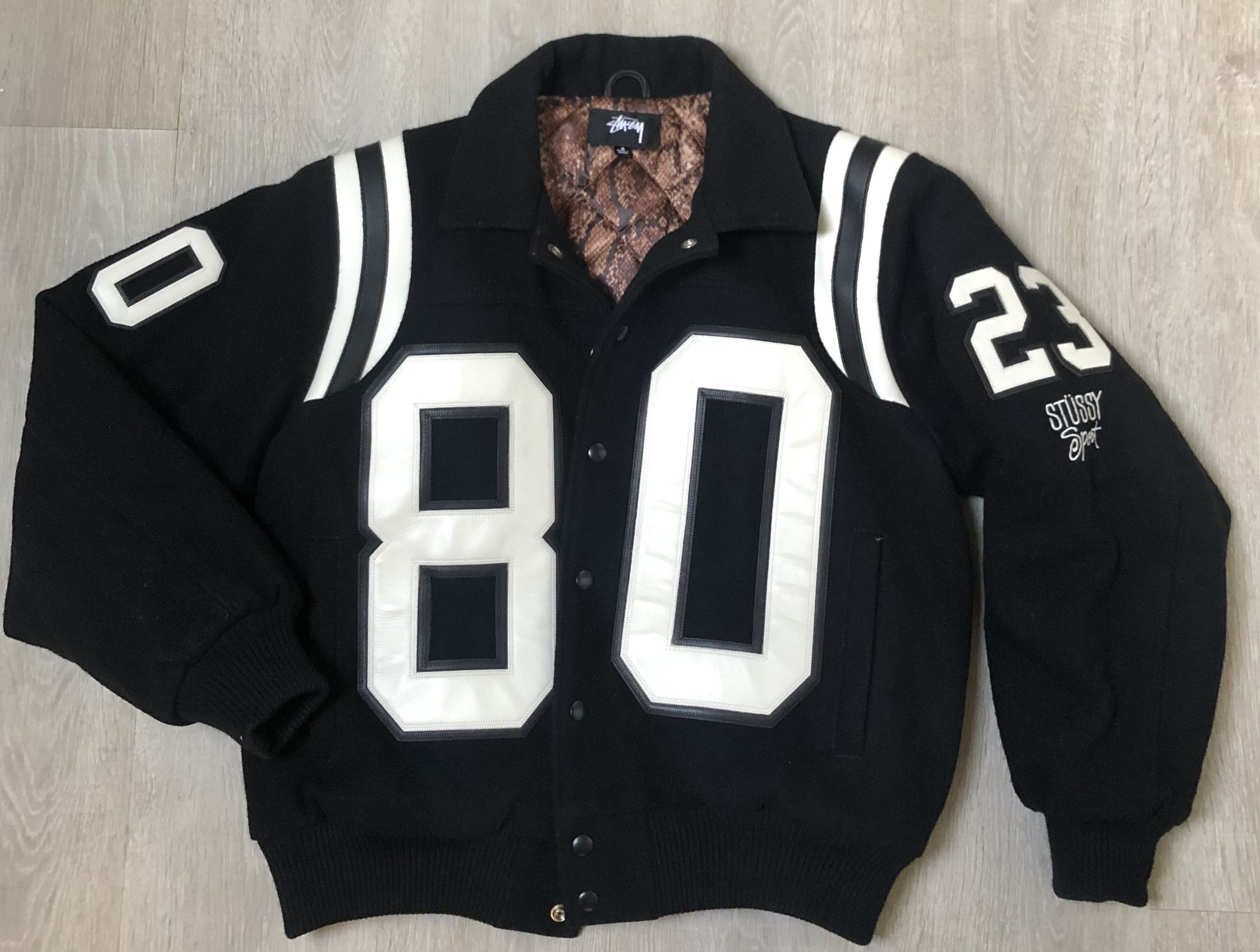 Stussy Stussy S Talk Melton Varsity Jacket Black | Grailed