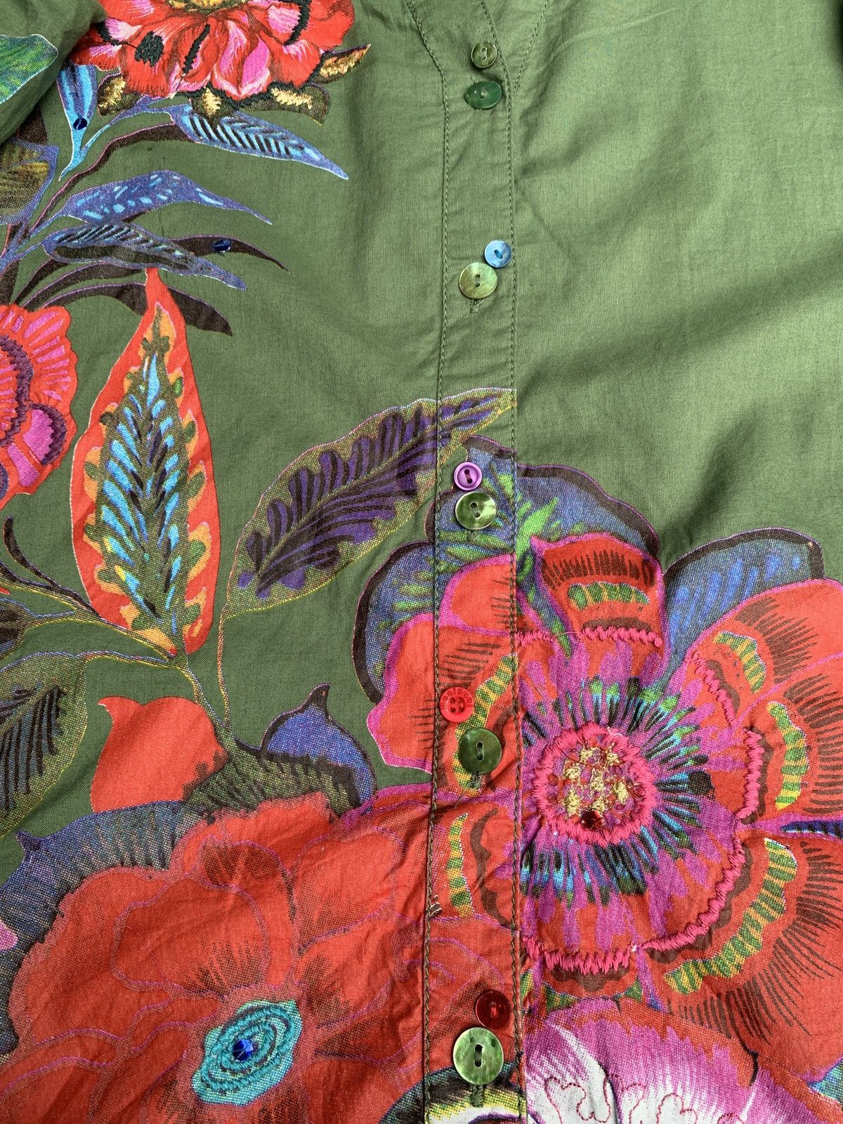 Desigual Desigual Spain Floral Graphic Green Army Shirt Size S / US 4 / IT 40 - 5 Thumbnail