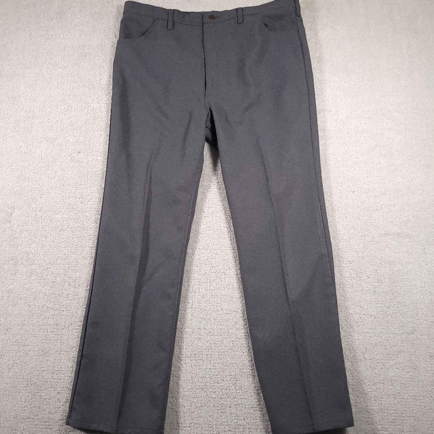 Wrangler VINTAGE Wrangler Pants Dress Slacks Mens 42X34 Gray USA Made Straight Denim? Polyester Dress Pants 40X33 80s USA Cowboy Men Size US 42 / EU 58 - 2 Thumbnail