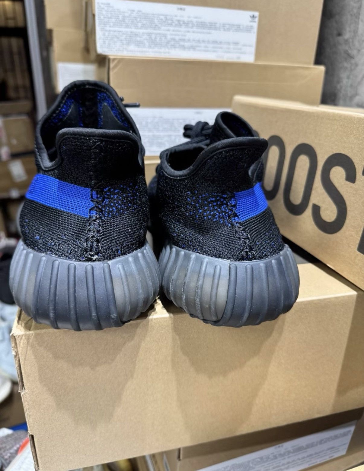 Adidas Adidas Yeezy 350 Black & Blue GY7164, Blue Stripe K37 Size US 10.5 / EU 43-44 - 2 Thumbnail