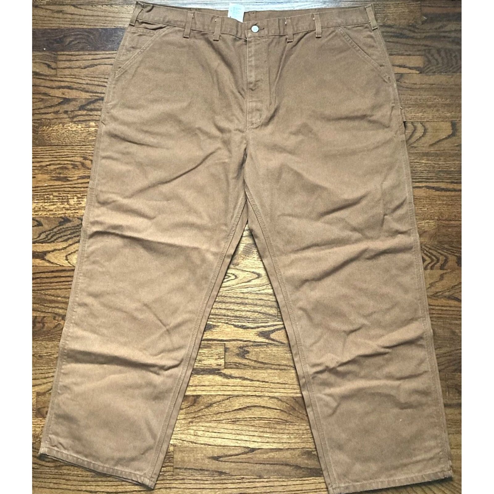 Carhartt VINTAGE Carhartt Pants Mens 46x30 Dungaree Brown Canvas Workwear Carpenter Straight Inseam 30 USA Washed Duck B11 BRN Size US 30 / EU 46 - 7 Thumbnail