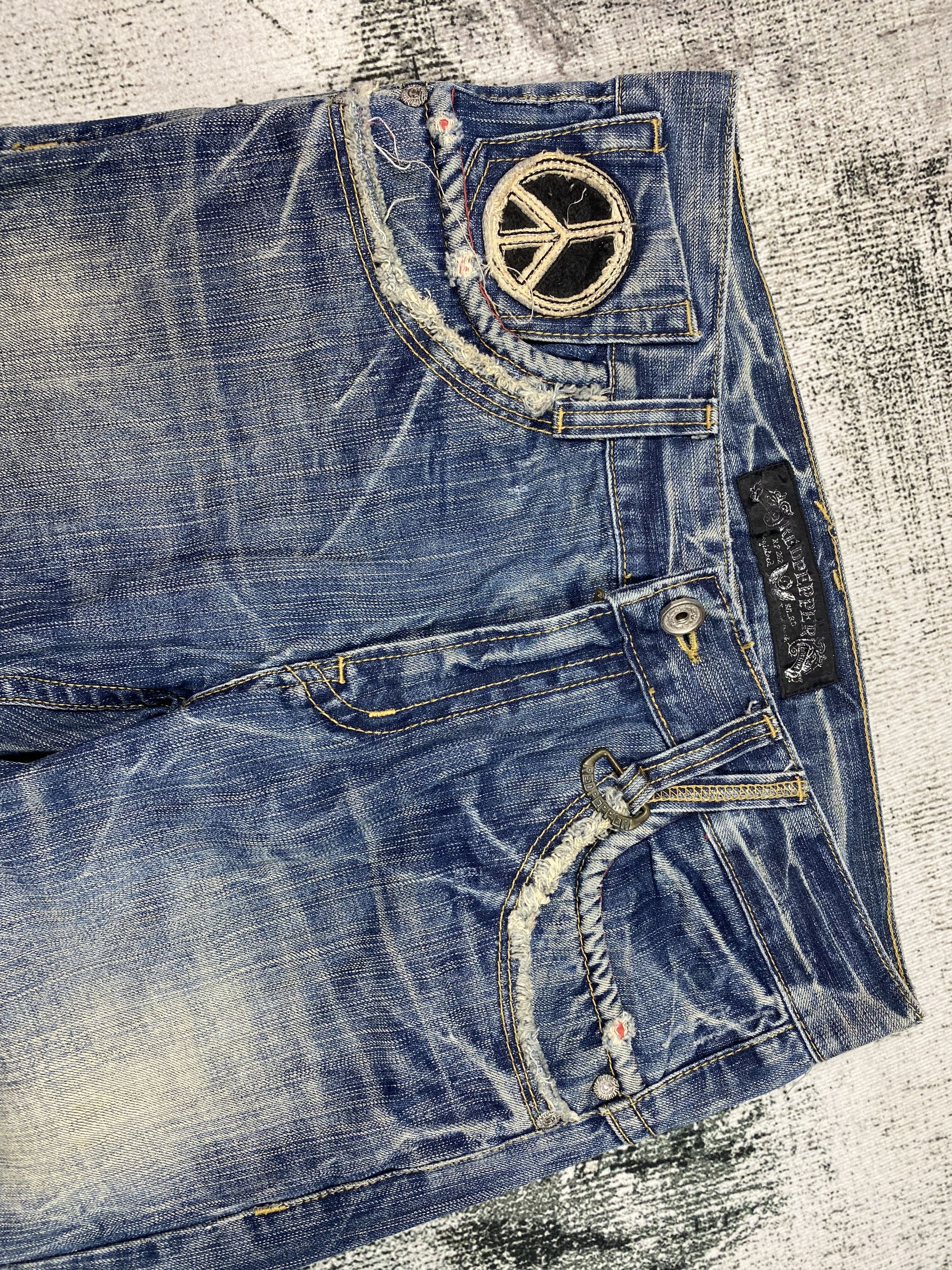 Japanese Brand SICKS💥Japanese Jeans Red Pepper & Denim Whiskers Distress Size US 32 / EU 48 - 5 Thumbnail
