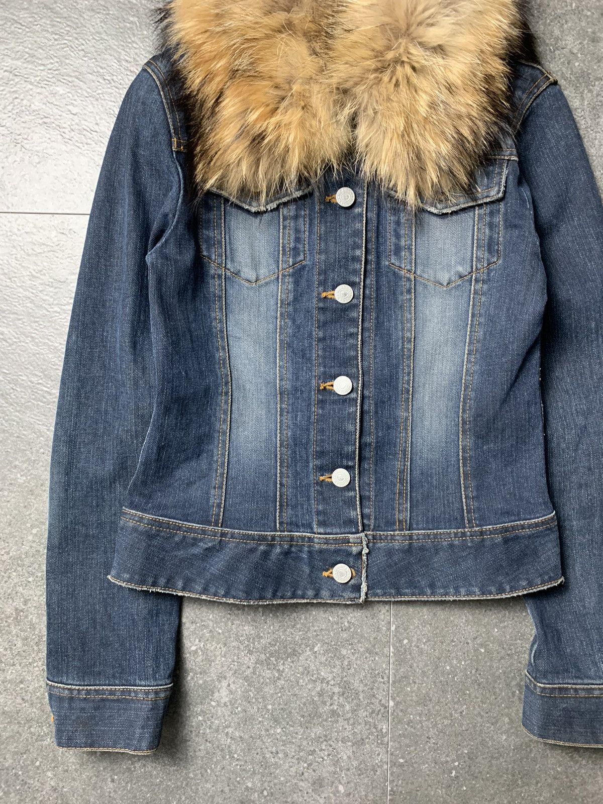 If Six Was Nine 2000s Morgan Homme Faux Fur Denim Jacket Size XS / US 0-2 / IT 36-38 - 3 Thumbnail