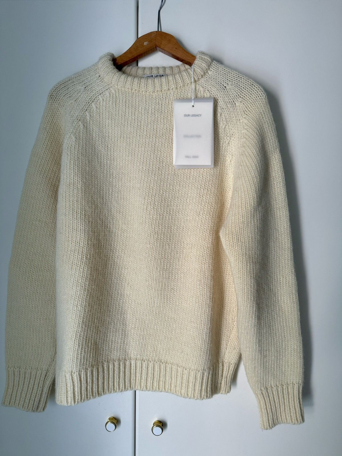 image of Our Legacy Chunky Raglan Sweater in Ivory, Men's (Size Small)