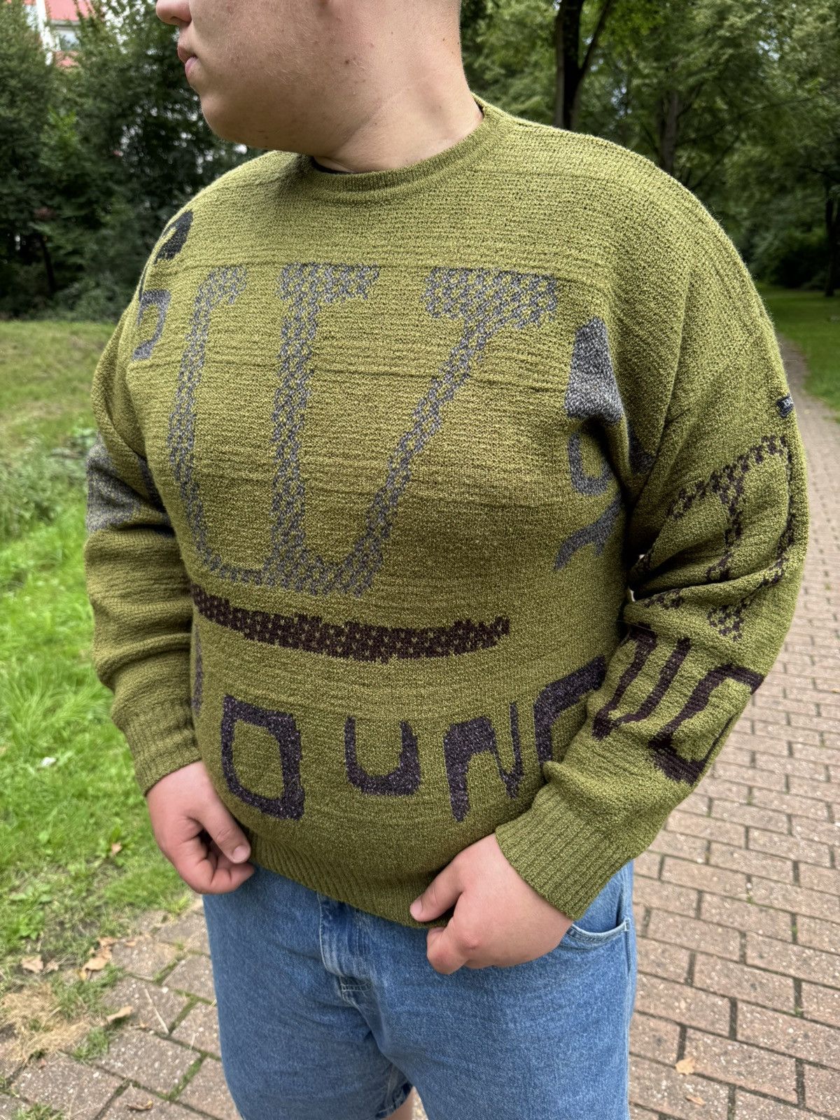 Hugo Boss Hugo Boss Green Knit Sweater “Young” Graphic – Olive Green Size US L / EU 52-54 / 3 - 5 Thumbnail