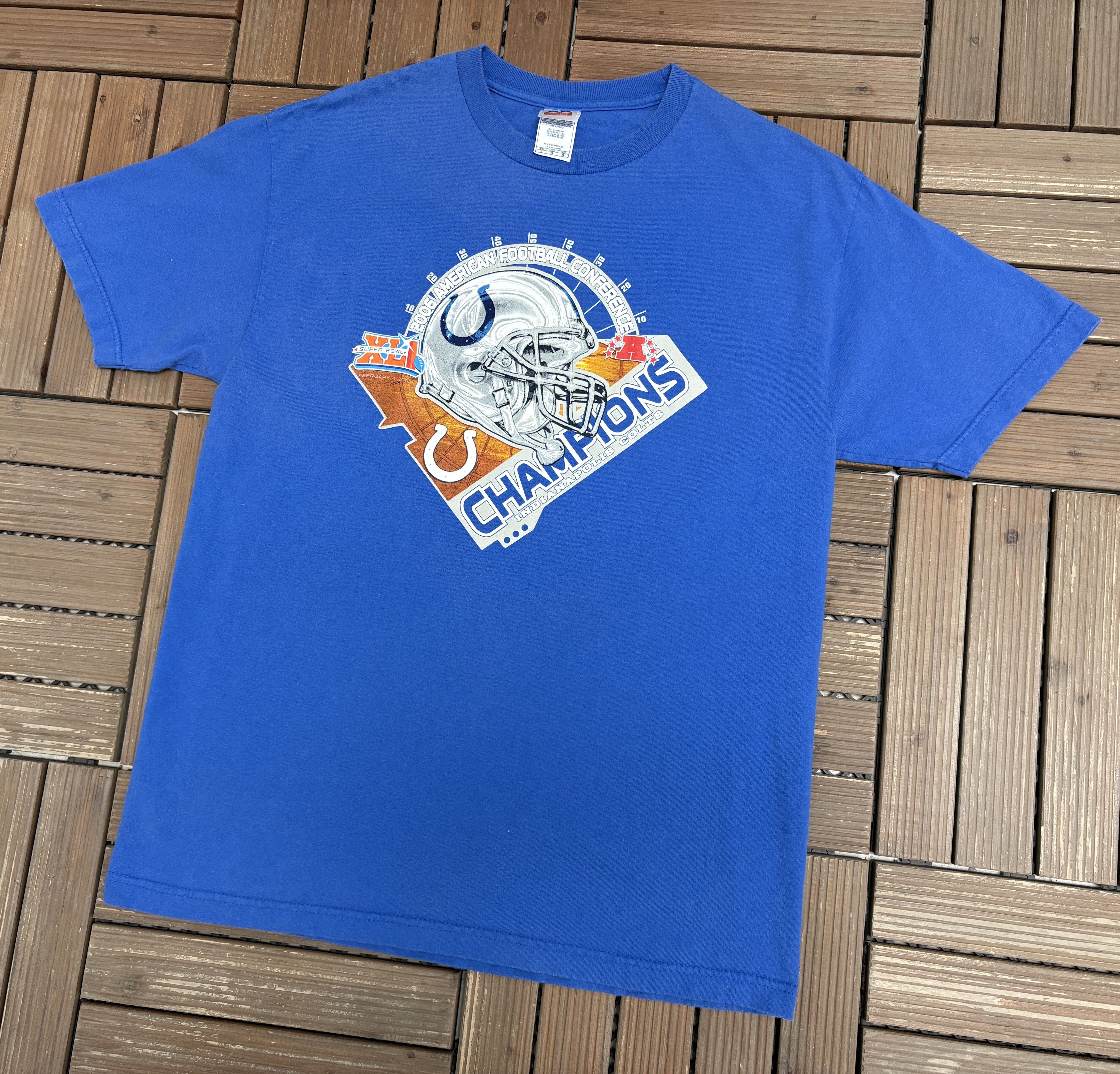 Vintage Indianapolis Colts 2006 AFC Champions Vintage Blue T-Shirt Size US L / EU 52-54 / 3 - 3 Thumbnail