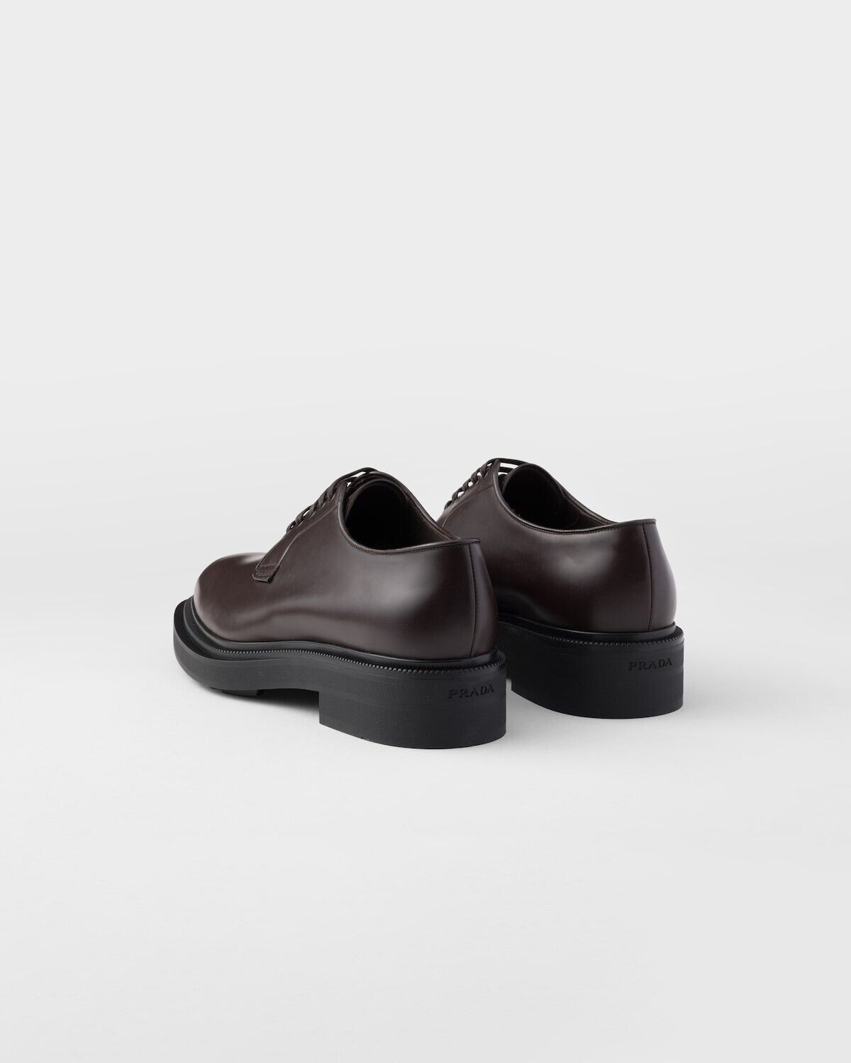 Prada PRADA Ebony Brown Brushed Leather Derby Shoes New & Auth Size US 13 / EU 46 - 4 Thumbnail
