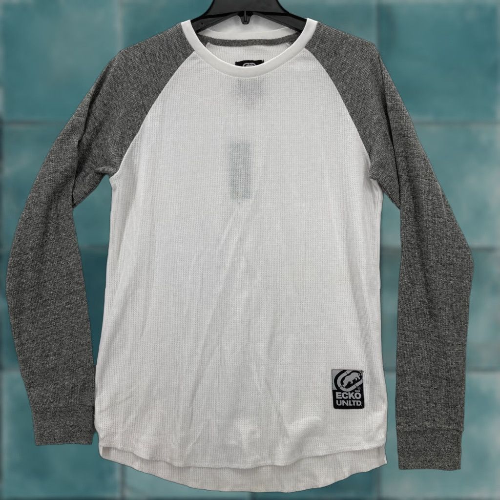 Ecko Unltd. Ecko Unltd Thermal Waffle Knit Shirt Mens M White Gray Crew Neck Y2K NWT Size US M / EU 48-50 / 2 - 1 Thumbnail