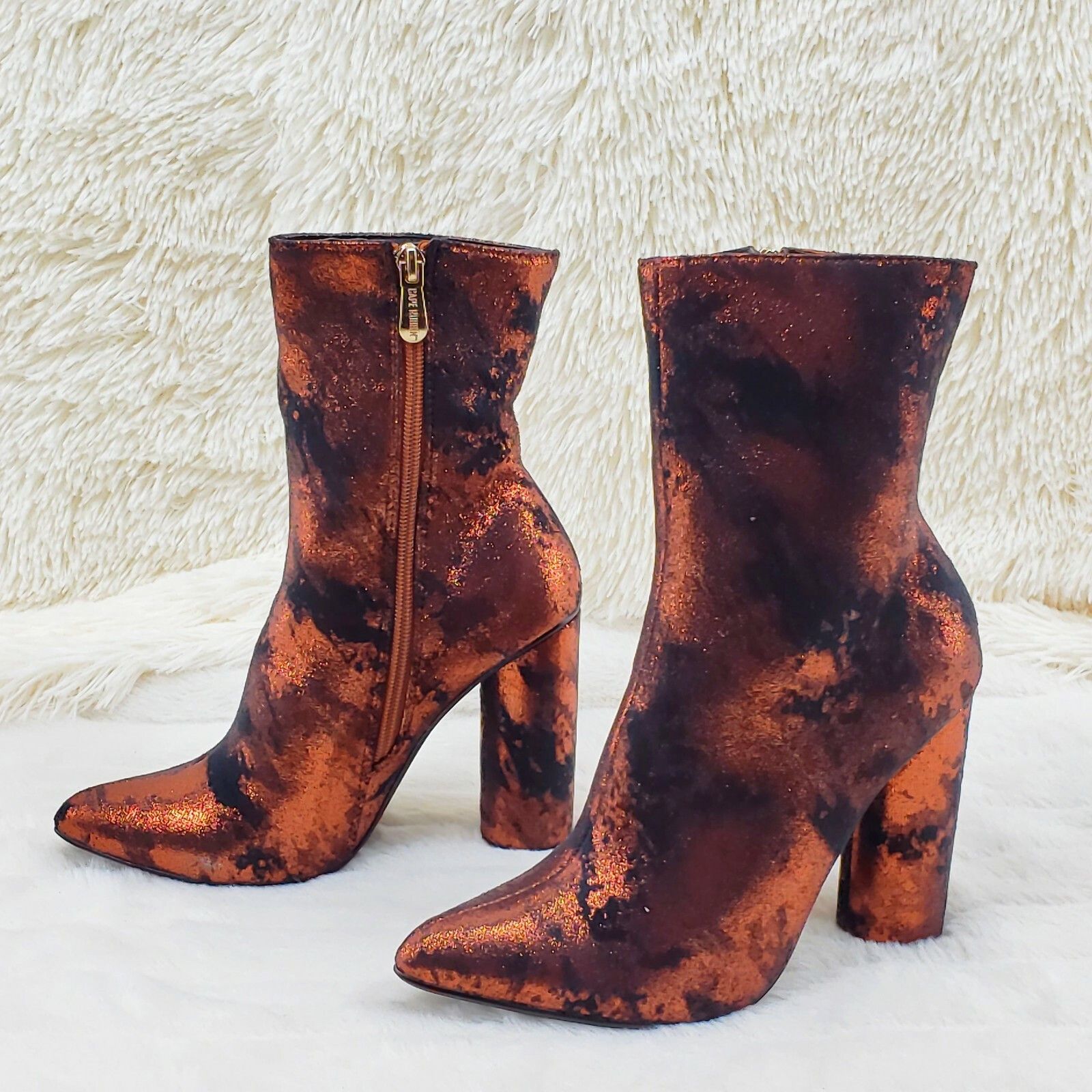 Other Paw Metallic Orange Rust Cylinder High Heel Ankle Boots Size Size US 6.5 / IT 36.5 - 5 Thumbnail