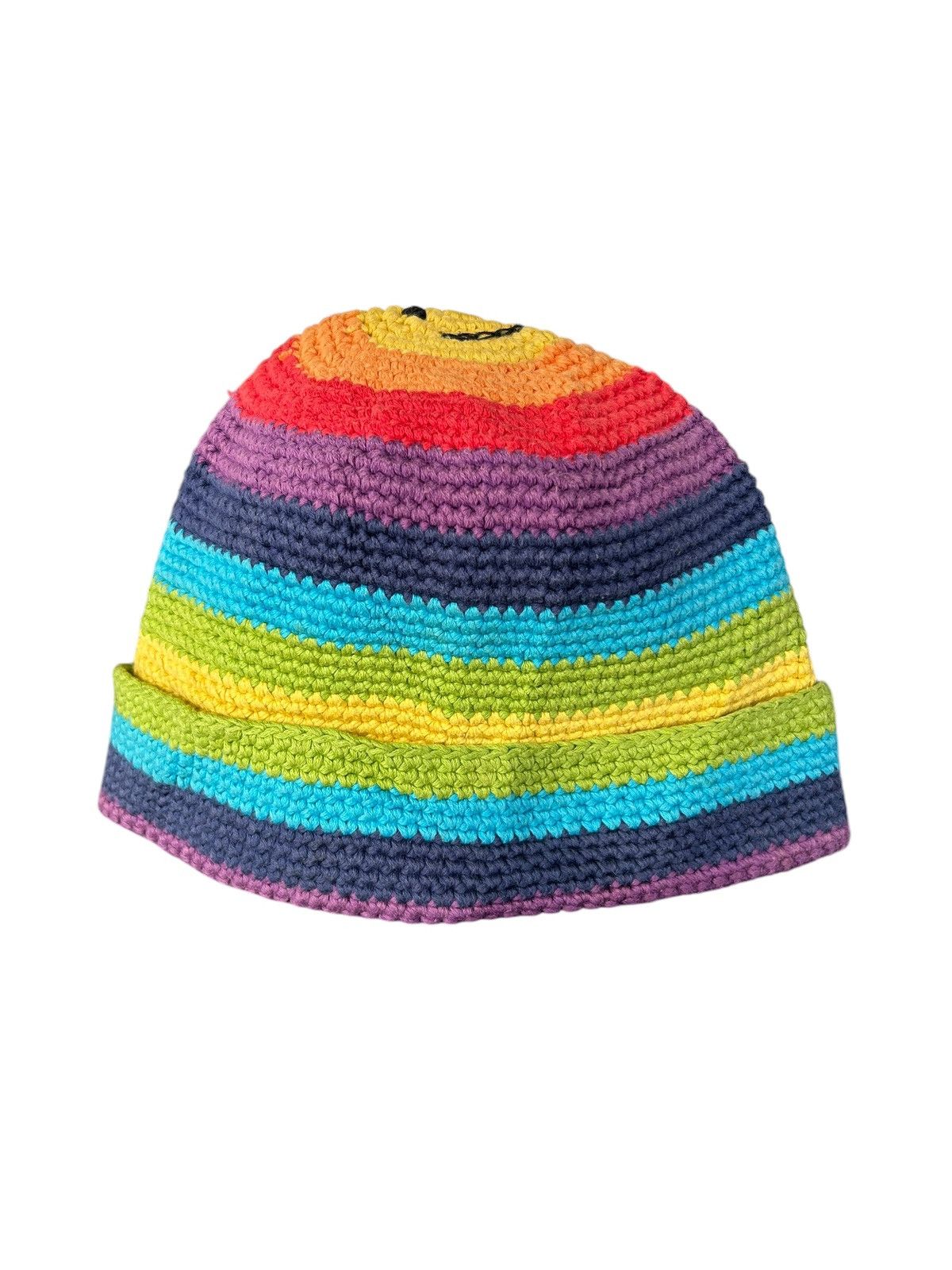 Japanese Brand × Kapital × Vintage Ispired by Kapital Smile Crochet Knitted handmade Hats🌈🎌☠️ Size ONE SIZE - 4 Thumbnail