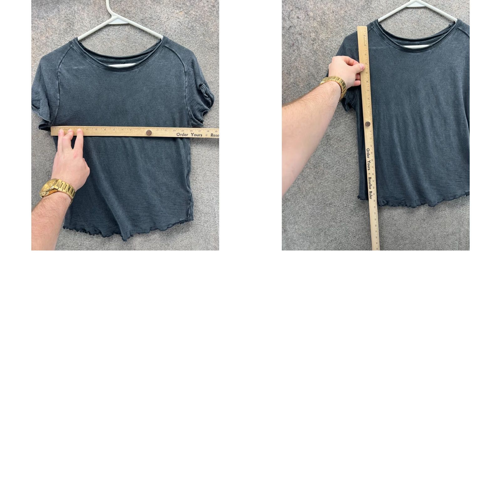 Free People We The Free Shirt Women Large Gray Scoop Neck Short Sleeve Cropped Jersey Size L / US 10 / IT 46 - 8 Thumbnail